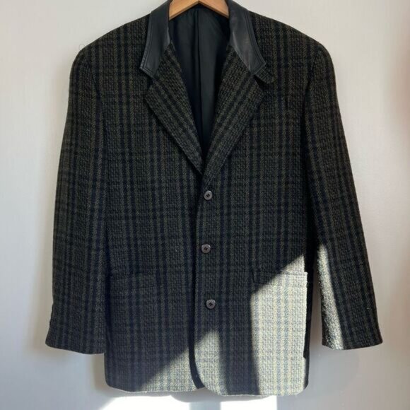 Vintage Trek Plaid Preppy Academia Blazer Jacket Shacket Oversized L XL Leather - Picture 12 of 15